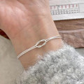 A45767 s925 sterling silver twist simple geometric charm bracelet