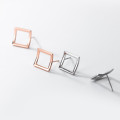 A35949 s925 sterling silver unique fashion design square hollowed chic earrings