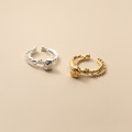A34355 925 sterling silver geometric irregular bead stone chain ring
