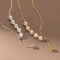 A40368 s925 sterling silver artificial pearl elegant necklace
