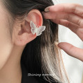 A45712 s925 sterling silver trendy sweet dainty stripe butterfly clipon stud earrings
