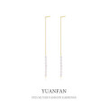 A38578 sterling silver long fringe pearl stud unique elegant dangle earrings