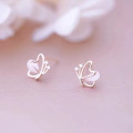 A43474 s925 silver sweet rhinestone hollowed butterfly stud cute earrings