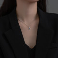 A36917 s925 sterling silver pendant geometric simple unique chic necklace