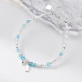 A45793 s925 sterling silver trendy sweet dainty pearl charm bracelet