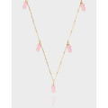 A37751 design pink agate double sterling silver s925 quality necklace