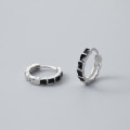 A39654 s925 sterling silver black geometric design elegant earrings