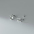A35465 s925 sterling silver oval beautiful cute trendy simple earrings