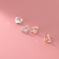 A33170 s925 sterling silver trendy sparkling heart earrings