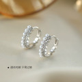 A44587 s925 sterling silver rhinestone artificial pearl elegant earrings
