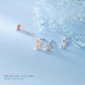 A44828 s925 sterling silver stud trendy rhinestone symmetric flower deer earrings