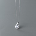 A35242 s925 sterling silver teardrop rhinestone hollowed necklace