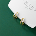 A33795 s925 sterling silver short rhinestone doublelayer dangleearrings