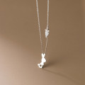 A35276 s925 sterling silver chic simple sweet rhinestone necklace