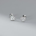 A39736 s925 sterling silver sparkling rhinestone elegant heartshape earrings