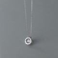 A35243 s925 sterling silver circle rhinestone necklace