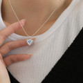 A44250 s925 sterling silver cubic zirconia blue heart heartshape necklace