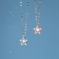 A34527 s925 sterling silver simple hollowed rhinestone star necklace