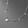 A43315 s925 sterling silver plate fringe simple necklace