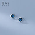 A31810 s925 sterling silver blue glass earrings