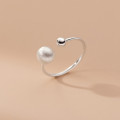A39319 s925 sterling silver bead design adjustable ring