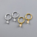A36684 s925 sterling silver sparkling circle pendant simple geometric earrings
