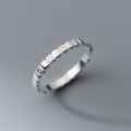 A43699 s925 sterling silver square simple ring