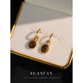 A41629 vintage s925 silver stud oval earrings