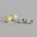 A43438 s925 silver christmas snowflake rhinestone flower earrings