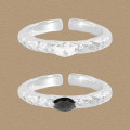 A45667 black white cubic zirconia sterling silver s925 adjustable ring