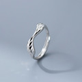 A44589 s925 sterling silver trendy dainty simple rhombic weave ring
