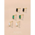 A43680 s925 sterling silver square stud simple dainty earrings