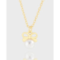 A42629 design butterfly pearl sterling silver s925 necklace