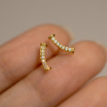 A43543 s925 silver simple smile stud cute bar rhinestone earrings