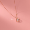 A34518 s925 sterling silver doublelayer asymmetric geometric rhinestone necklace