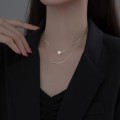 A34490 s925 sterling silver doublelayer sweet necklace