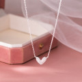 A45050 s925 silver sweet dainty simple sparkling rhinestone heart necklace