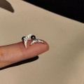 A45321 s925 silver extra crescent rhinestone moon piercing stud earrings