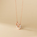 A35266 s925 sterling silver chic simple trendy circle rhinestone necklace