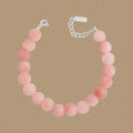 A44300 natural pink agate beaded charm sterling silver s925 bracelet