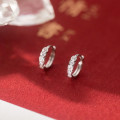 A42964 s925 silver fashion elegant rhinestone hoop simple trendy earrings