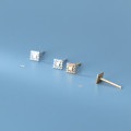 A34810 s925 sterling silver simple trendy rhinestone square chic sweet earrings