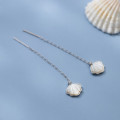 A37832 s925 sterling silver dainty sweet shell string elegant long earrings