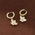 A40734 s925 sterling silver elegant rhinestone shell flower earrings