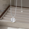 A46168 s925 silver dainty simple rhinestone heart necklace