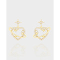 A41995 design heart ball cubic zirconia stud sterling silver s925 earrings