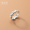 A34399 s925 sterling silver trendy oval irregular fashion ring