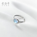 A33523 s925 sterling silver trendy circle glass chic ring