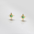 A45066 s925 sterling silver elegant minimalist green opal stud earrings