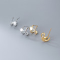 A31719 s925 sterling silver rhinestone doublelayer simple earrings